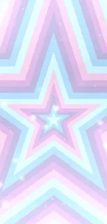 Pastel star pattern wallpaper with pink, blue, and purple geometric design.