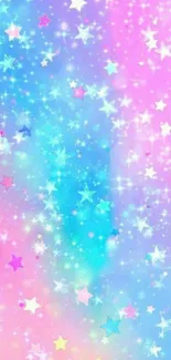 Pastel starry sky wallpaper with pink and blue hues.