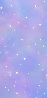 Pastel lavender stars and moons wallpaper.