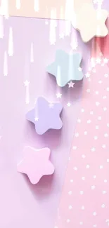 Pastel star-shaped blocks on geometric pastel background.