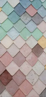 Pastel colored tiled pattern wallpaper.