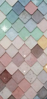 Pastel tiles with shimmering stars background.