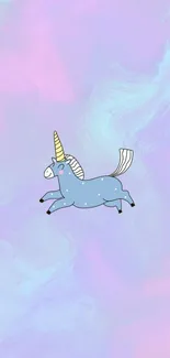 Dreamy pastel unicorn wallpaper with pink and blue hues.