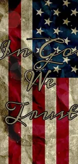 American flag wallpaper with 'In God We Trust' text for phone.