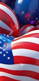 American flag heart balloons mobile wallpaper
