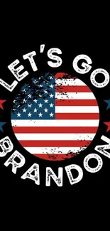 Let’s Go Brandon wallpaper with distressed American flag and stars.