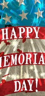 Patriotic Memorial Day wallpaper with stars and stripes in red, white, and blue.