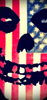 Skull with American flag design on wallpaper.