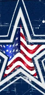 Patriotic star wallpaper with American flag.