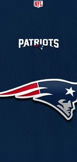 Patriots mobile wallpaper with navy blue background and team logo.