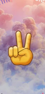 Peace emoji with pink clouds wallpaper.