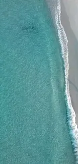 Tranquil ocean shoreline with gentle waves and a sandy beach