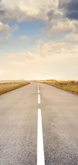 Serene road under a vast sky with clouds and horizon.