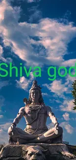 Serene image of Shiva statue with sky backdrop, ideal for mobile wallpaper.