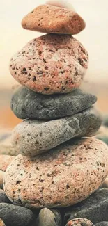 Serene arrangement of stacked stones in nature.