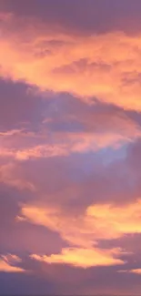 Beautiful orange and purple sunset sky wallpaper with clouds.