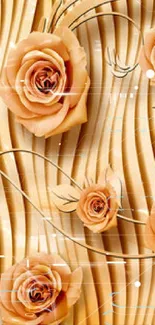 3D peach rose design with floral patterns.