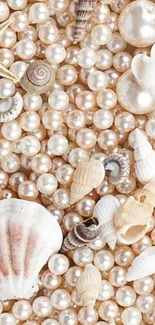 Mobile wallpaper with seashells and pearls.