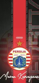 Persija themed mobile wallpaper in vibrant red.