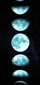 Moon phases wallpaper against a dark starry sky.