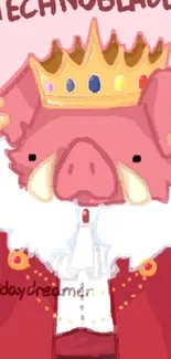 Cartoon pig king with crown mobile wallpaper.