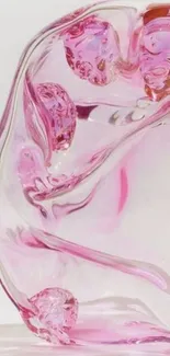 Abstract pink glass art wallpaper with elegant swirling design.