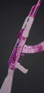 Pink abstract rifle art on dark background wallpaper.