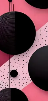 Pink and black abstract geometric mobile wallpaper.