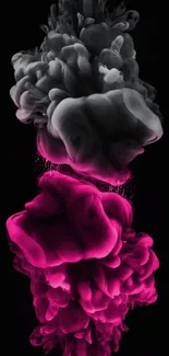 Abstract black and pink smoke on a dark background.