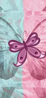 Pink and blue artistic butterfly wallpaper for phones.