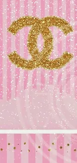 Pink and gold glitter mobile wallpaper.