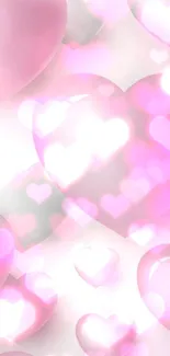 Glossy pink and white heart wallpaper for mobile.