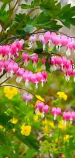 Vibrant pink and yellow flowers in bloom.