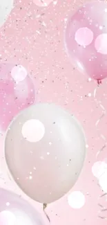 Pink balloons with glitter on a pastel background.