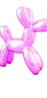 Bright pink balloon dog on minimalist white background.