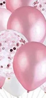 Pink and white balloon wallpaper with a festive look.