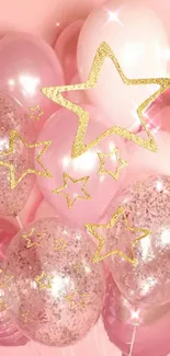 Pink balloons with sparkling gold stars.