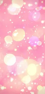 Pink bokeh wallpaper with glowing circles.