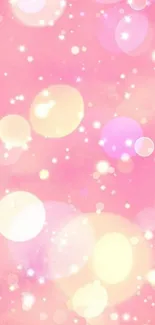 Whimsical pink bokeh with sparkles wallpaper.