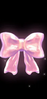 Elegant pink bow with starry accents on a black background.