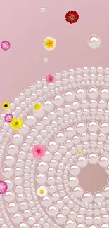 Pink wallpaper with bubble pattern design.