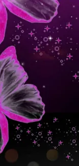 Pink butterflies with starry galaxy background.