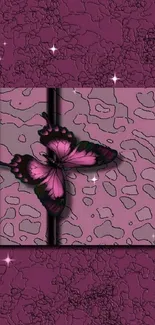 Dark pink butterfly on a textured background.