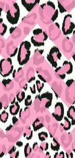 Pink leopard chevron pattern phone wallpaper.