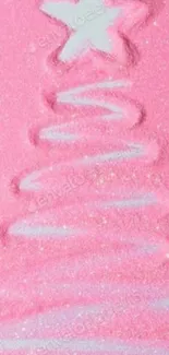 Pink sand Christmas tree with star design.