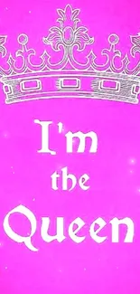 Pink phone wallpaper with 'I'm the Queen' and crown design.