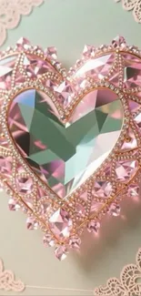 Elegant mobile wallpaper with pink crystal heart design.