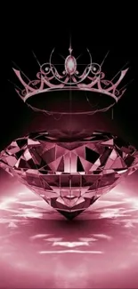 Pink diamond with crown wallpaper, glowing elegance.