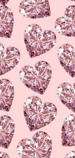 Pink diamond hearts wallpaper with elegance and sparkle.