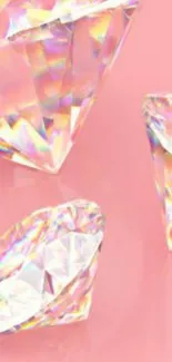 Pink diamonds on a soft pink background, sparkling elegantly.